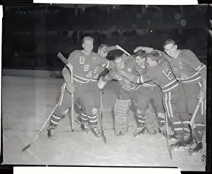 US Hockey Team Celebrating Olympic Victory