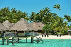 Images Dated 14th March 2013: Holiday resort with overwater bungalows, Bora Bora, French Polynesia