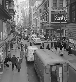 Delivery Truck Prints: Holiday Traffic and Shoppers on Street in Manhattan