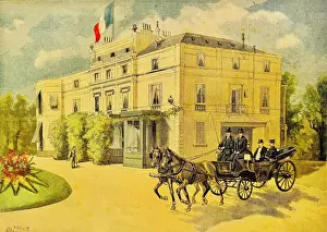 Holidays on the Elysee, Paris, President and family leaving the house