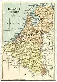 Holland Gallery: Holland and Belgium map 1875 and Belgium map 1875