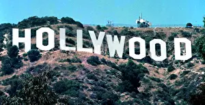 Prints of LOS ANGELES, CALIFORNIA - JULY 24 : View of Hollywood Sign on hillside, July 24, 1984 in Los Angeles, California. (Photo by Bob Riha, Jr./Getty Images) Iconic Movie Star Prints (1920s–1970s): Hollywood Sign on Hillside