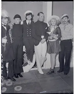 Prints of (Original Caption) Capturing Cagney: A Glimpse into Hollywood's Tough Guy: Hollywood Stars Attending Nautical Theme Party