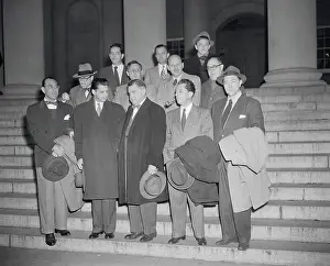 Robert W Prints: Hollywood Writers and Producers Standing on Courthouse Steps