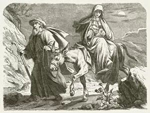 Images Dated 27th November 2011: The Holy Family on the Flight into Egypt, published 1877