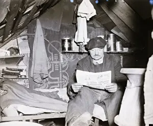 Homelessness Prints: Homeless Man In Shantytown