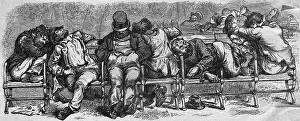 Homeless Men Sleeping on Benches
