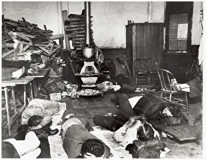 Slum Prints: Homeless People Sleeping in Shelter
