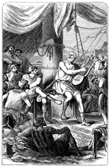 Songwriter Prints: Homer delights the strange fishermen by his singing