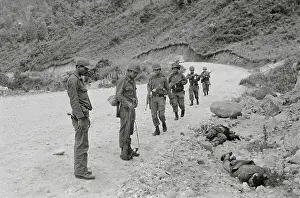 Honduras Prints: Honduran Troops Viewing Slain Salvadoreans