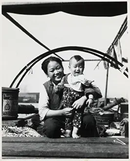 Colony Prints: Hong Kong Family By The Riverfront