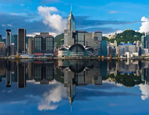 Images Dated 11th July 2014: Hong Kong Iconic skyline with manipulated reflection
