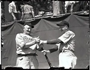 Honus Wagner Prints: Honus Wagner and Eddie Collins Playing With Bat