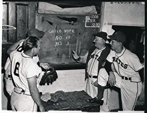 Honus Wagner Prints: Honus Wagner and Players Looking at Blackboard