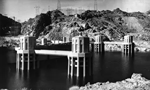 Prints of circa 1947: The top of the Hoover Dam, formerly known as Boulder Dam, on the Nevada - Arizona border and on the Colorado river. (Photo by Fox Photos/Getty Images) A Timeless Collection of Hoover Dam Photography: Hoover Dam