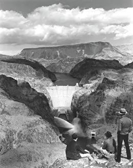 Prints of The Hoover Dam, formerly known as the Boulder Dam, in the Black Canyon of the Colorado River, on the border between the states of Arizona and Nevada, early to mid 20th century A Timeless Collection of Hoover Dam Photography: Hoover Dam