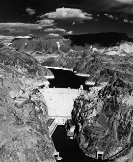 Prints of circa 1935: Aerial view of the Hoover Dam, which was completed in 1935, and Lake Mead on the Colorado River, Nevada. (Photo by Hulton Archive/Getty Images) A Timeless Collection of Hoover Dam Photography: Hoover Dam