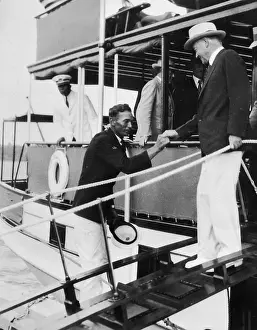 Hoover Leaving Ship After President's 3-Day Fishing Trip