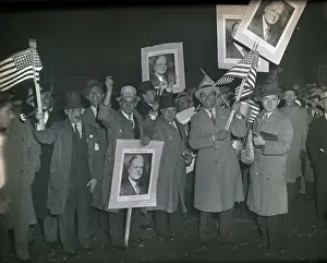1932 Us Presidential Election Prints: Hoover Supporters Waving Pictures and Flags