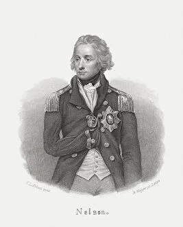 Fine Art Portrait Gallery: Horatio Nelson (1758-1805), British Admiral, steel engraving, published in 1868