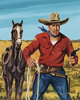 Revolver Prints: Horse and a Cowboy