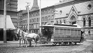 1880s Prints: Horse-Drawn Streetcar in New York City