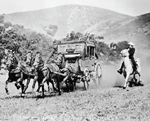 Stagecoach Prints: Four Horses Pulling A Stagecoach