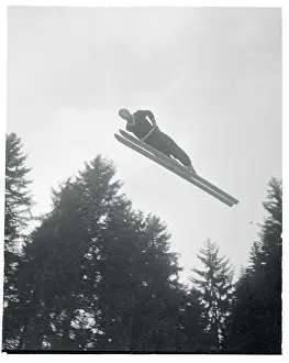 Oberstdorf Prints: Horst Lasser Performing a Ski Jump