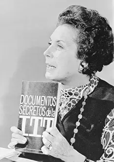 Hortensia Bussi De Allende with Document on Her Husband's Overthrow