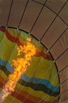 Hot air balloon with its fire flame