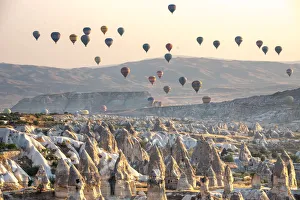 Images Dated 22nd September 2015: Hot air balloon flying over spectacular Cappadocia