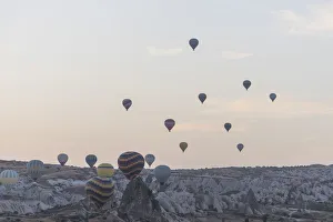Images Dated 23rd September 2015: Hot air balloon flying over spectacular Cappadocia