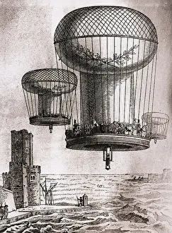 Balloon Prints: Hot Air Balloon Transporting a Passenger