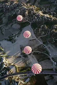 Southwest Asia Prints: Hot air balloons, balloon ride, Goreme, UNESCO World Heritage Site, Cappadocia, Turkey