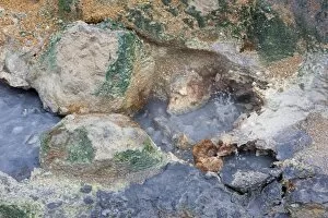 Images Dated 9th September 2014: Hot spring, mineral deposits, Seltun geothermal area near Krysuvik or Krisuvik, Reykjanesskagi