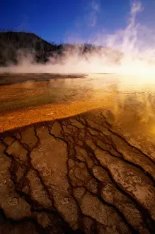 Hot Spring Prints: Hot springs in misty basin