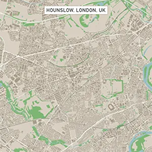 Street Map Prints: Hounslow London UK City Street Map