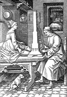 Families Prints: House concert in a family of the Middle Ages