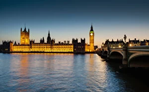 Images Dated 28th March 2012: Houses of Parliament lit up at dusk