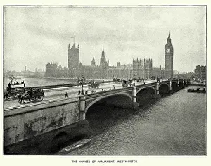Cityscape Prints: Houses of Parliament and Westminster Bridge, London, 1897