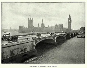 Cityscape Prints: Houses of Parliament and Westminster Bridge, London, 1897