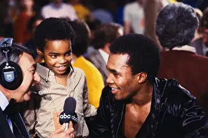 Reno Prints: Howard Cossell Interviewing Boxer Sugar Ray Leonard with His Son