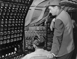 Howard Hughes Checking Dials in His Flying Boat