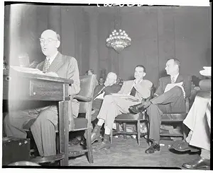 Thomas A Prints: Howard Hughes Listening to Testimony at Senate Hearing