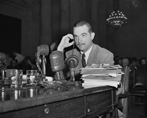 Defendant Prints: Howard Hughes Testifying During Senate Investigation