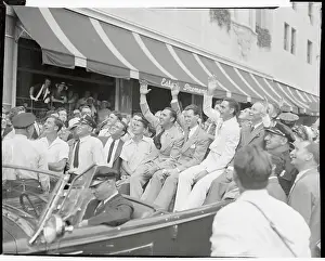 Connor Prints: Howard Hughes and World Flight Crew Waving to Crowd