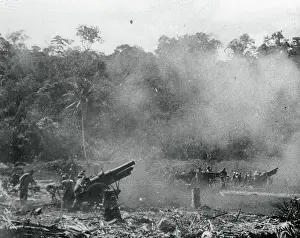 Guadalcanal Prints: Howitzers Firing