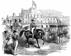 Images Dated 8th October 2011: HRH Prince Albert inspects the Artillery Company (engraved illustration)