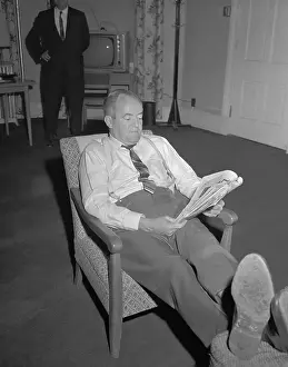 Charleston Prints: Hubert H Humphrey Reading with Feet Up