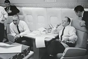 Hubert H Prints: Hubert Humphrey and Lyndon Johnson on Airplane